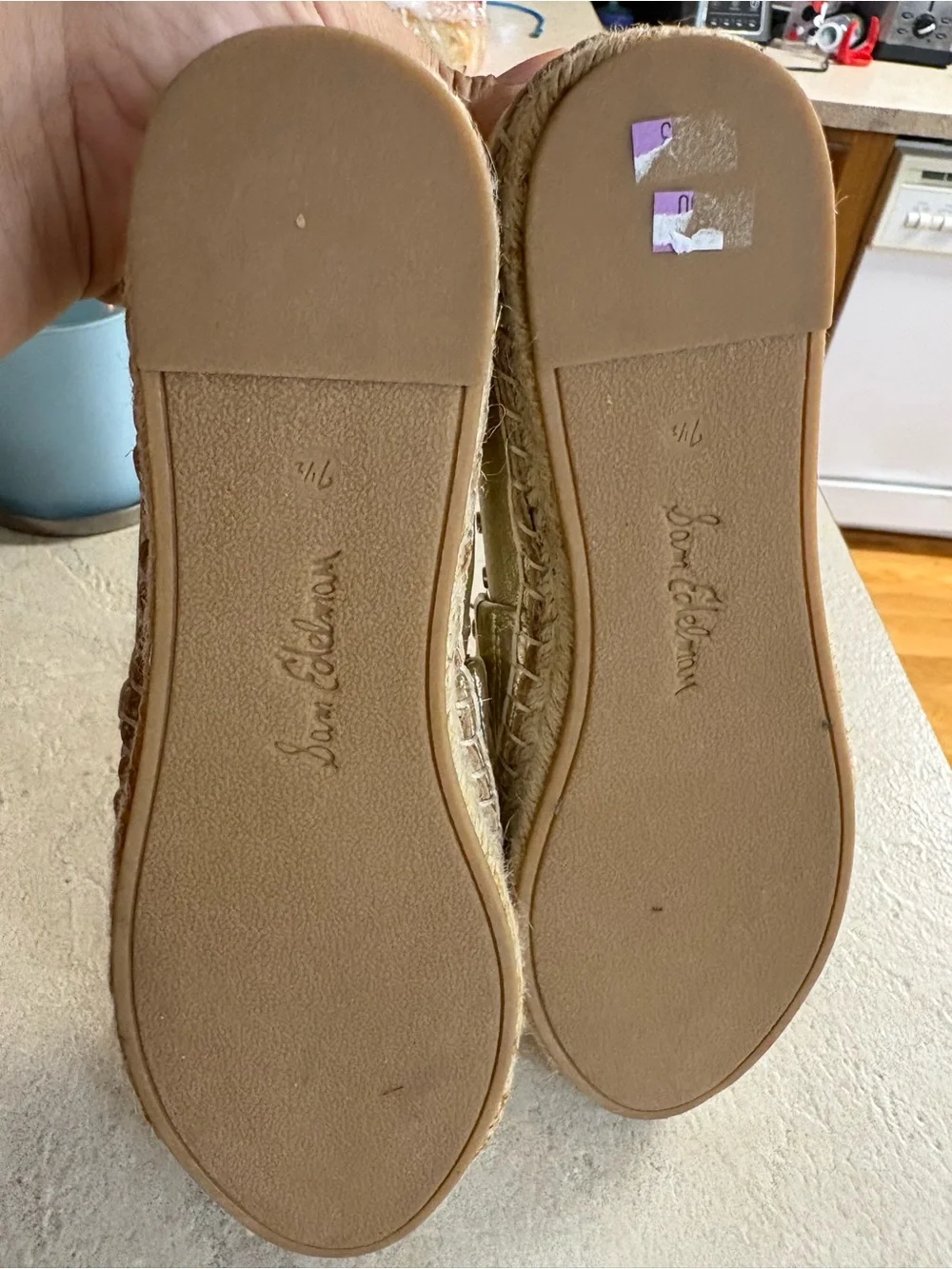 Sam Edelman Metallic Gold Espadrille Slip-On with Stud Trim